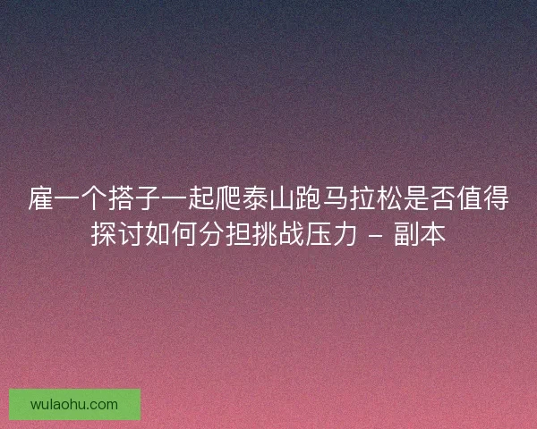 雇一个搭子一起爬泰山跑马拉松是否值得探讨如何分担挑战压力 - 副本