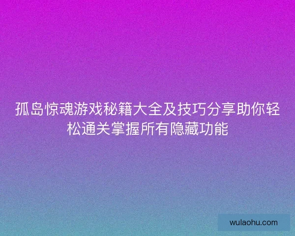 孤岛惊魂游戏秘籍大全及技巧分享助你轻松通关掌握所有隐藏功能