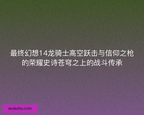 最终幻想14龙骑士高空跃击与信仰之枪的荣耀史诗苍穹之上的战斗传承