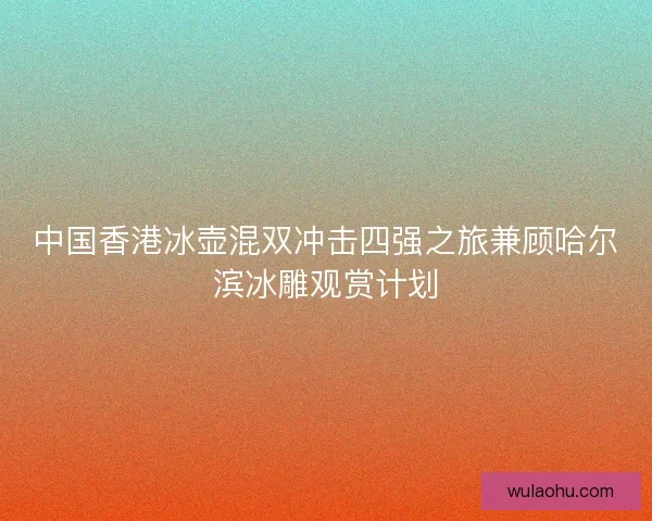 中国香港冰壶混双冲击四强之旅兼顾哈尔滨冰雕观赏计划