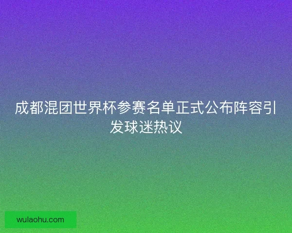成都混团世界杯参赛名单正式公布阵容引发球迷热议